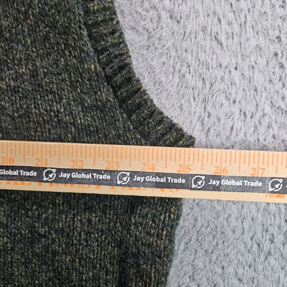 GH Bass Mens XL V-Neck Sweater Vest Dark Green Wool Blend Marl Made in USA